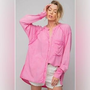 Easel pink button down shirt